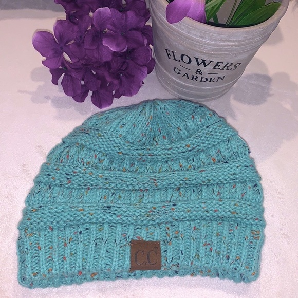 C.C Accessories - C.C - Ponytail Beanie Messy Bun Women's Beanie Solid Ribbed Hat Cap